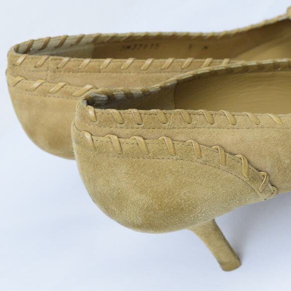 Stuart Weitzman Tan Suede Whipstitch Western Pointed Toe Low Kitten Heel Size 8 - Picture 7 of 12